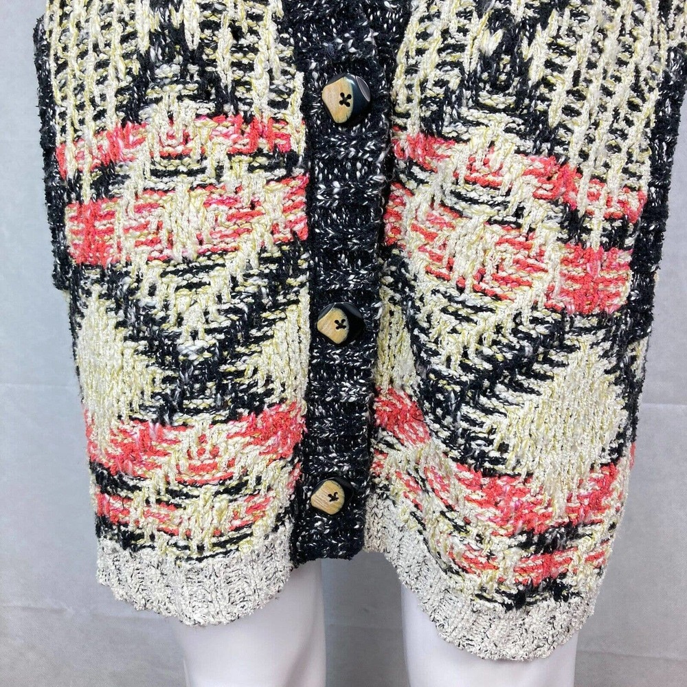 CAbi Carol Anderson Cardigan Womens Sz S Beige Black Short Sleeve Provence - Picture 3 of 10